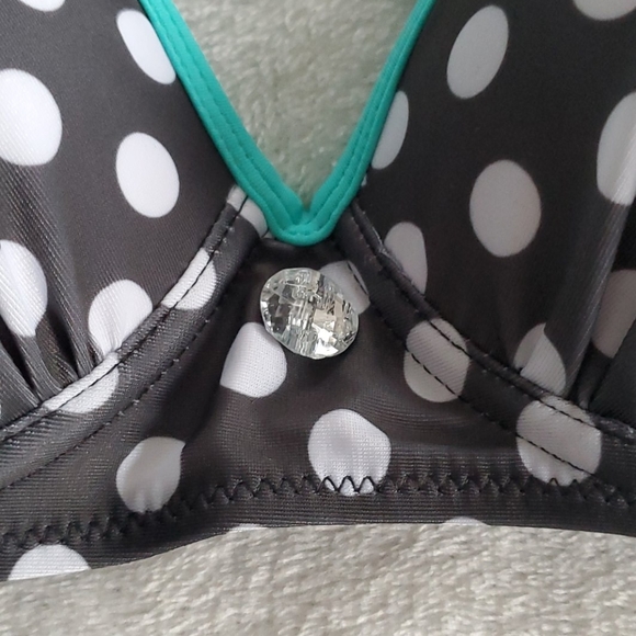 Grey & Teal Polka Dot Bikini - Picture 6 of 13
